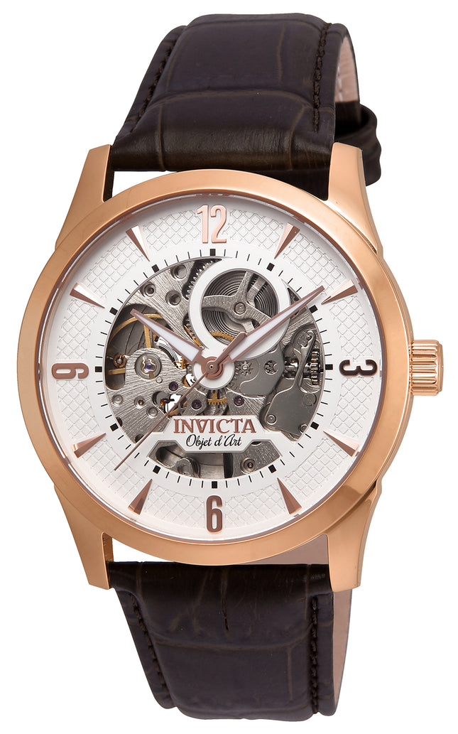 INVICTA Men's Objet Classic Skeleton Automatic 42mm Leather / Rose Gold Watch