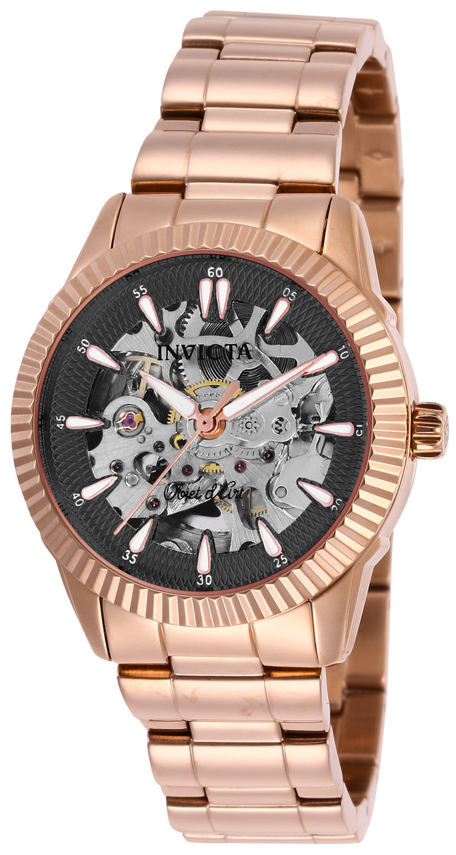 INVICTA Women's Skeleton Automatic 34mm Rose Gold / Black Watch