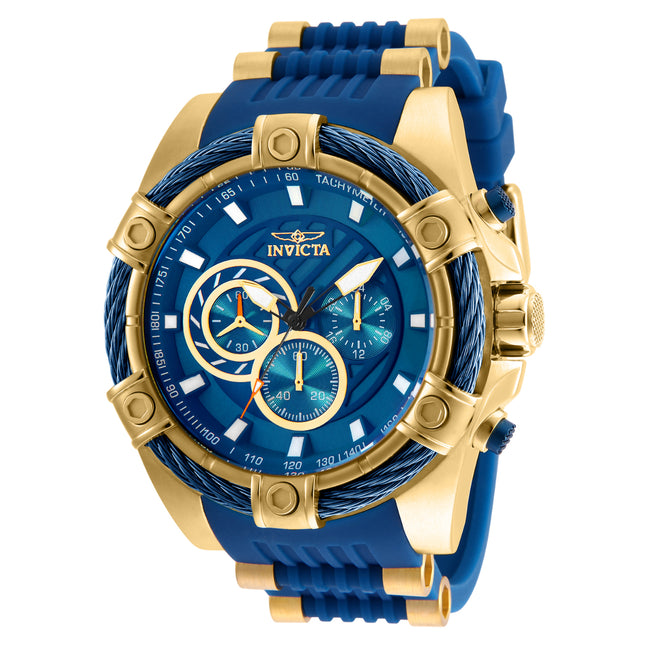 INVICTA Men's Bolt Jet Turbine 52mm Gold / Blue Silicone Infused Chronograph Watch