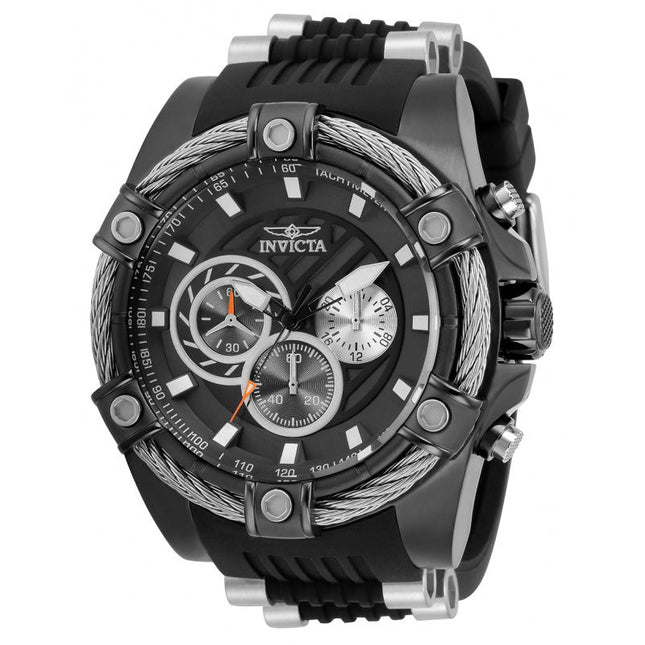 INVICTA Men's Bolt Jet Engine Chronograph Black Wire Silicone Steel 52mm Watch