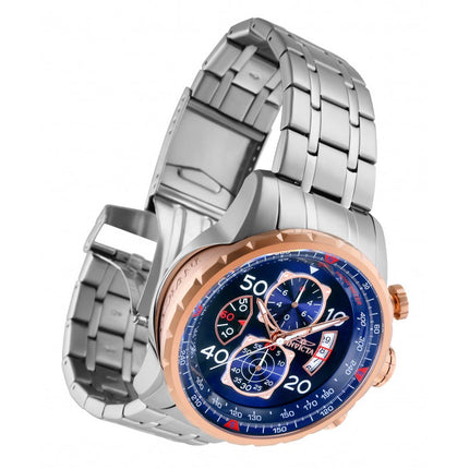 INVICTA Men's Aviator Instrument Tachymeter Chronograph 48mm Rose Gold / Silver / Blue Watch