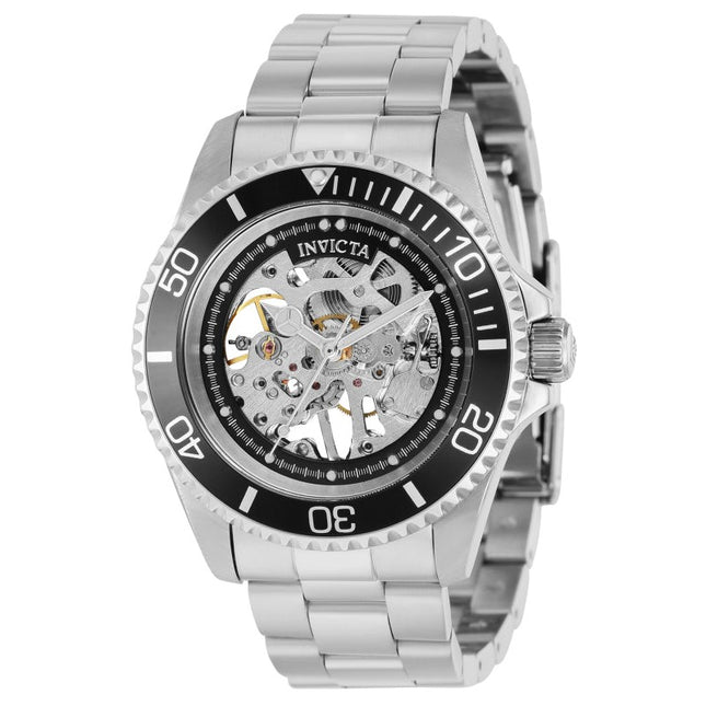 INVICTA Men's Automatic Skeleton Pro Diver 43mm Silver / Black Watch