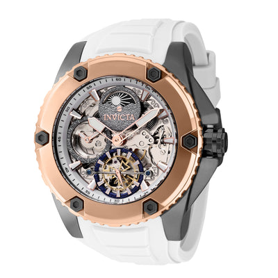 INVICTA Men's Akula Automatic 51mm Rose Gold / White Silicone Skeleton Watch