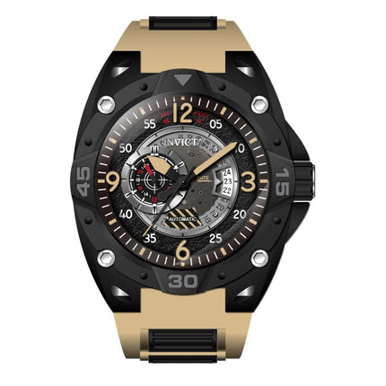 INVICTA Men's Aviator Radar Automatic 50mm Black / Khaki Silicone Steel Infused Bracelet Watch