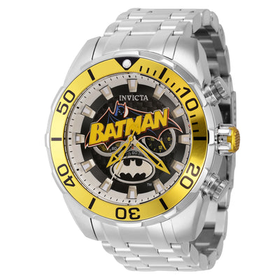 INVICTA Men's DC Comics Batman Limited Edition Silver / Yellow Chronograph Watch