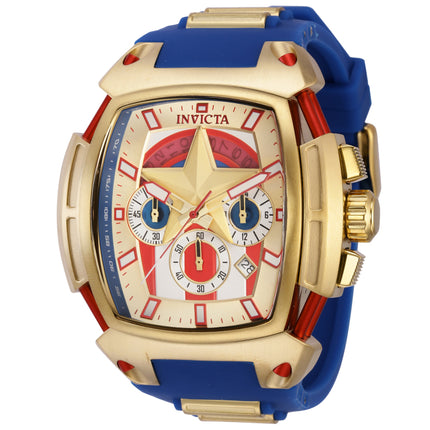 INVICTA Men's Marvel Captain America Patriotic Chronograph Gold / Red / Blue Steel Infused Watch