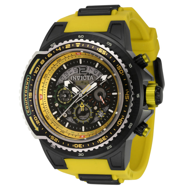 INVICTA Men's Aviator Countdown Chronograph 53mm Black / Yellow Watch