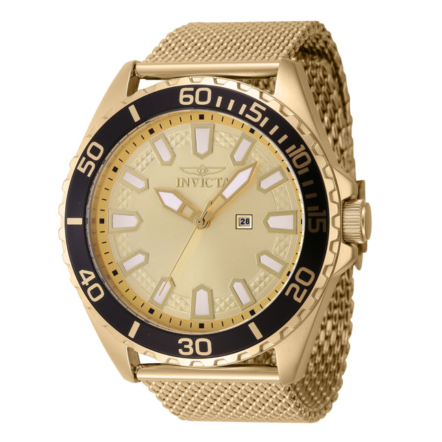 INVICTA Men's 46mm Pro Diver Gold Milanese 50m Watch