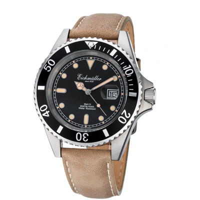 EICHMULLER since 1950 Mark III Diver Leather 20ATM Silver/Tan/Black Watch image 0
