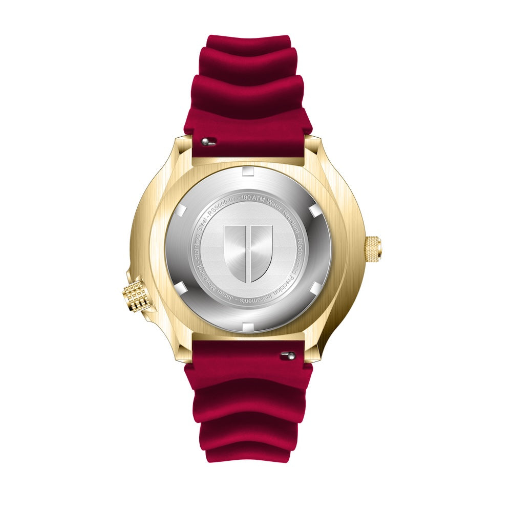 RIEDENSCHILD PRECISION INSRUMENTS GERMANY Divers Taucheruhr 1000m Helium Valve Watch Gold/Burgandy image 5