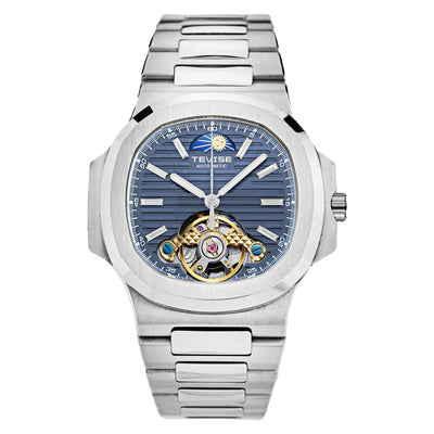 TEVISE Berlin Moonphase Open Heart Automatic Watch Silver/Blue image 0
