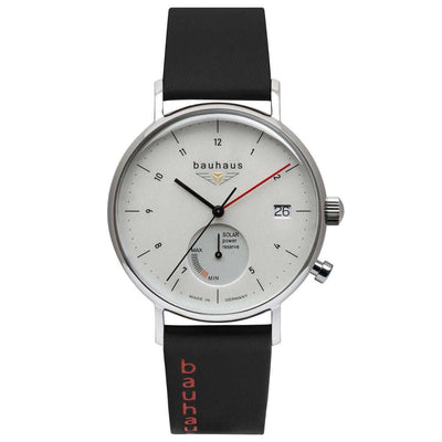 BAUHAUS Men's Solar Leather Strap Watch with Power Display 21121