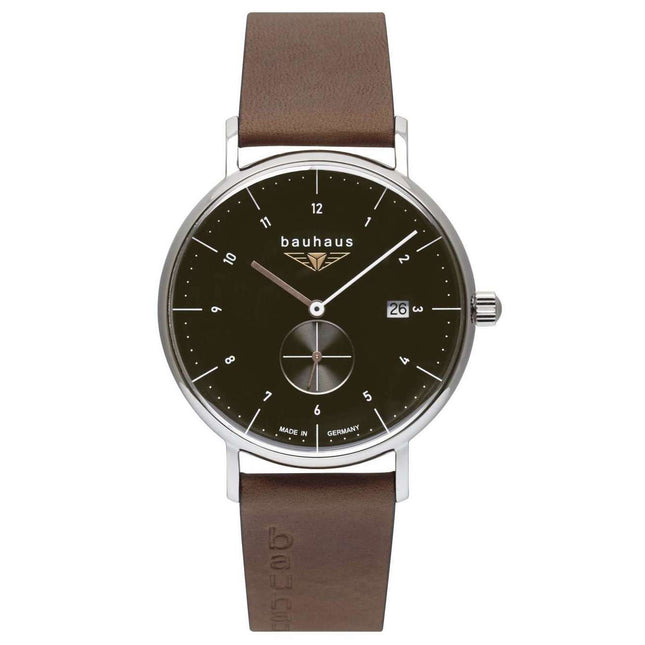 BAUHAUS Men's Quartz Date Series Leather Strap Watch 21322