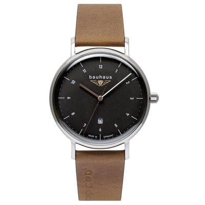 BAUHAUS Men's Quartz Date Series Leather Strap Watch 21422