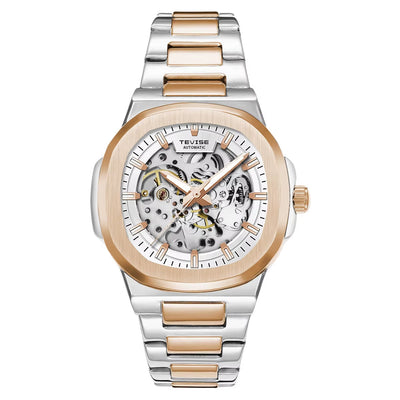 TEVISE El Ninio Skeleton Automatic Watch Rose Two Tone/White image 0
