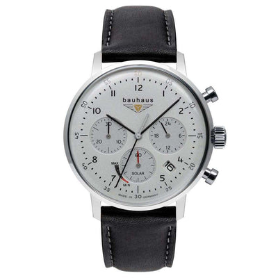 BAUHAUS Men's Solar Chronograph Leather Strap Watch 20861