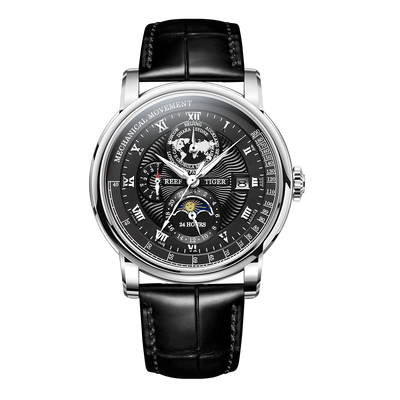 Reef Tiger Men's Artist Master II Mechanical Calendar Moon Phase Watch RGA1963 Silver image 0