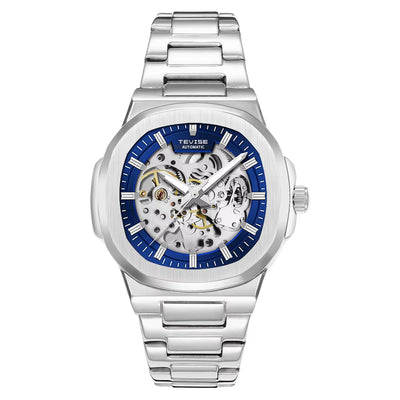 TEVISE El Ninio Skeleton Automatic Watch Silver/Blue image 0