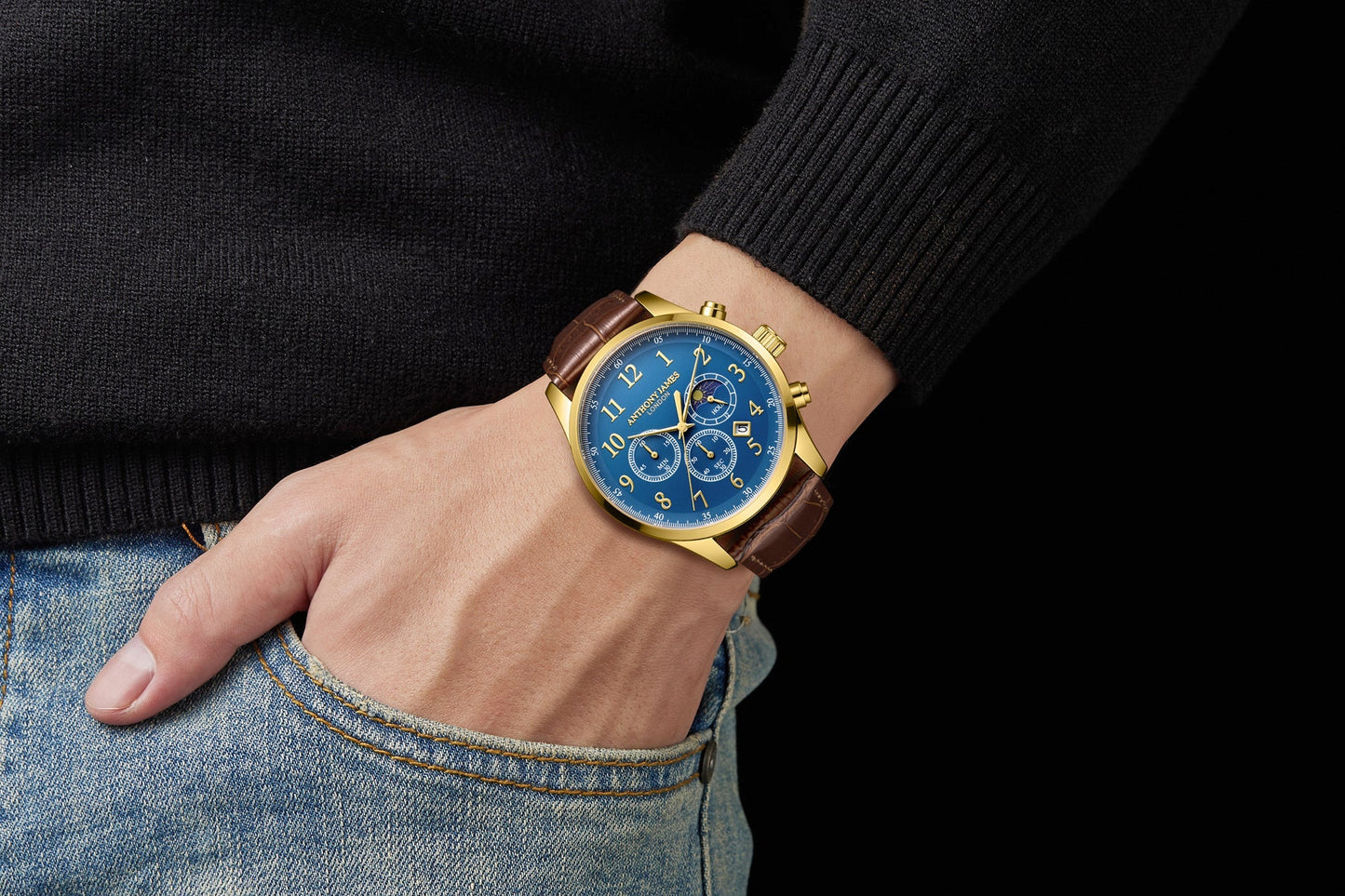 Moonphase Chronograph Gold Blue image 3