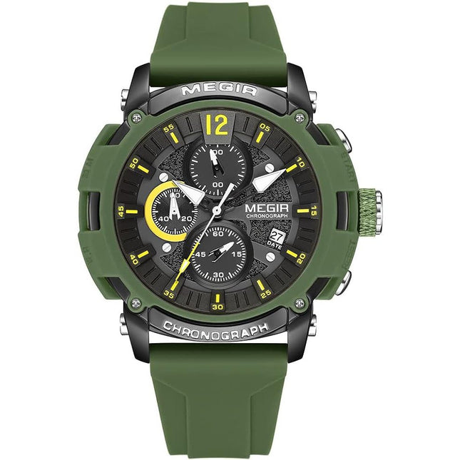 MEGIR Men's Military Sport Chronograph Army Green Watch