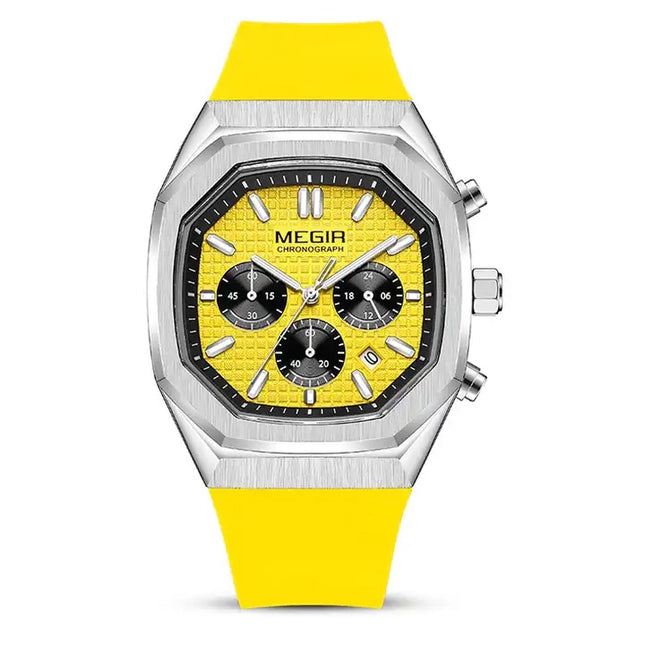 MEGIR Men's Oaki Chronograph Silver / Yellow Watch