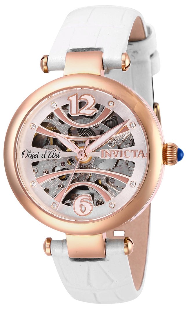 INVICTA Women's Skeleton Automatic 34mm Rose Gold / White Watch
