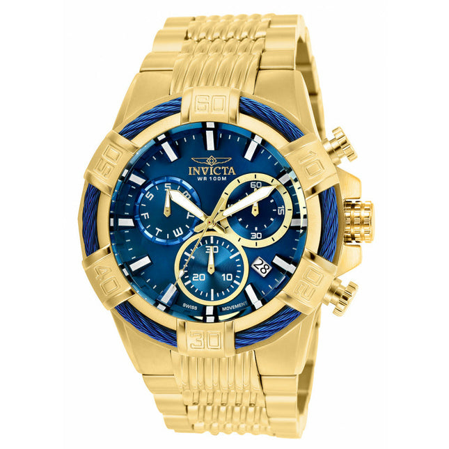 INVICTA Men's Bolt Chronograph Full Gold/Blue Wire 51mm Watch