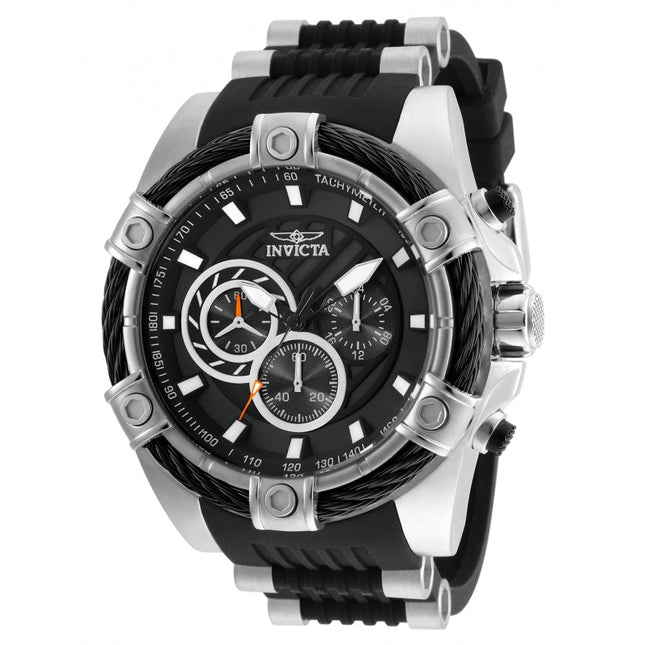 INVICTA Men's Bolt Jet Turbine 52mm Silver/Black Silicone Infused Chronograph Watch