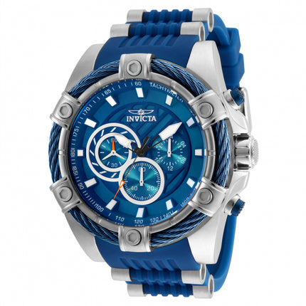 INVICTA Men's Bolt Jet Turbine 52mm Silver/Blue Silicone Infused Chronograph Watch