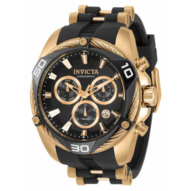 INVICTA Men's Bolt Angular Chronograph Rose Gold/Black Silicone Steel Infused 50mm Watch