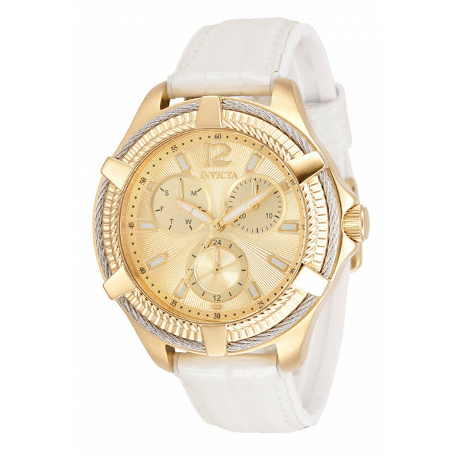INVICTA Women's Bolt Empress Leather Cable 41mm Gold/White Watch