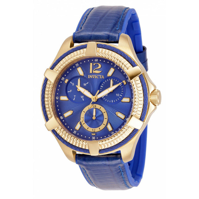 INVICTA Women's Bolt Empress Leather Cable 41mm Gold/Blue Watch