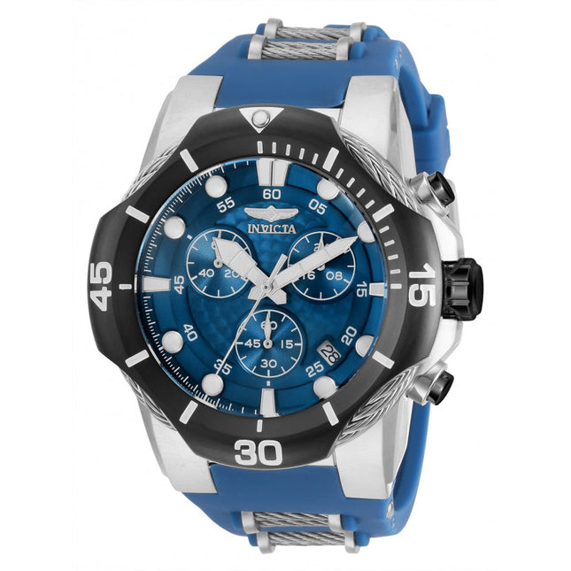 INVICTA Men's Bolt Hydra 51mm Silver/Blue Silicone Infused Chronograph Watch