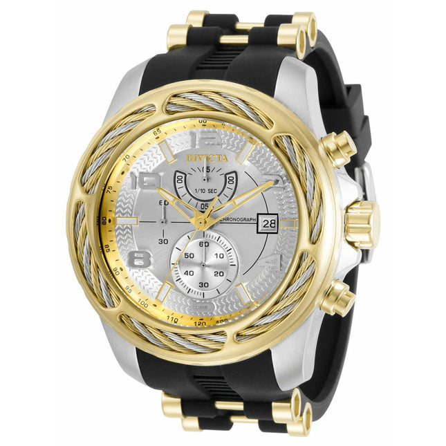 INVICTA Men's Bolt Navigator Chronograph Silver/Gold/Black Silicone Steel Infused 53mm Watch