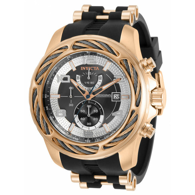 INVICTA Men's Bolt Navigator Chronograph Silver/Rose Gold/Black Silicone Steel Infused 53mm Watch