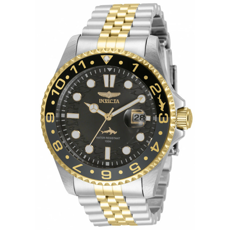 INVICTA Men s Pro Diver 43mm Two Tone Black Shark 100m Jubilee