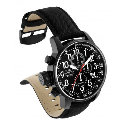 INVICTA Men's Russian Aviator Lefty 46mm Black Canvas Strap Chronograph Watch