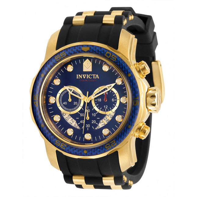INVICTA Men's Pro Diver Colossus Carbon Fiber Chronograph 48mm Gold/Blue/Silicone Strap Watch