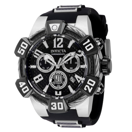 INVICTA Men's Jason Taylor JT 52mm Suisse Silver / Black Steel Infused Chronograph Watch