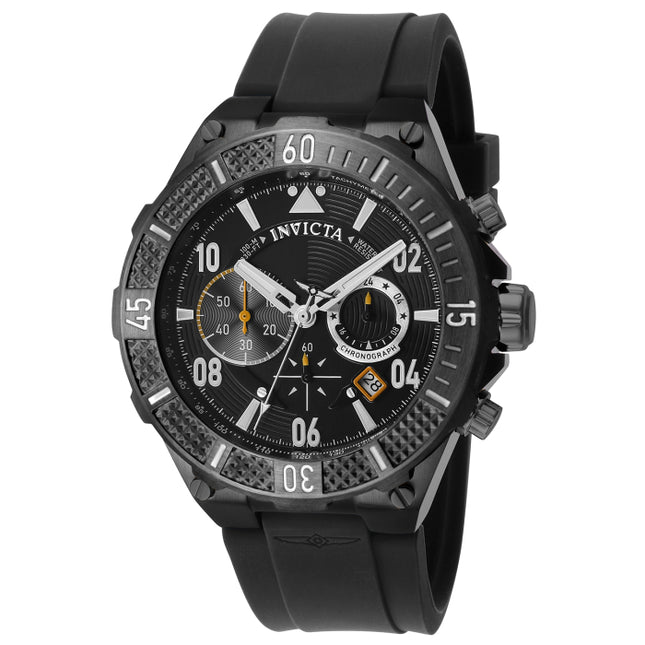 INVICTA Men's Aviator SPANGLED 50mm Black Silicone Chronograph Watch