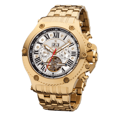 TUFINA GERMANY NEW YORK DIAMONDS PIONIER STEEL GOLD | WHITE Watch