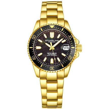 STUHRLING ORIGINAL 3950AL Quartz 32mm Classic Depthmaster Lady Gold/Black Watch