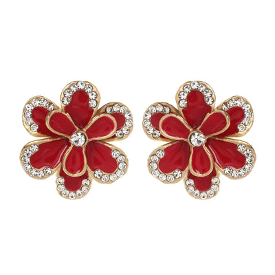 AMRITA NEW YORK Jessy Enamel Floral Stud Red