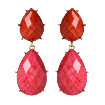 AMRITA NEW YORK Camella Teardrop Earring Coral/Fuschia