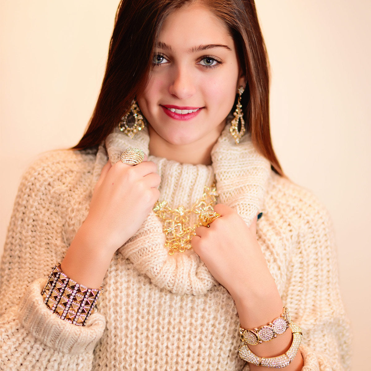 AMRITA NEW YORK Emily Floral Necklace Gunmetal/Clear