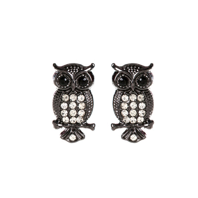 AMRITA NEW YORK Amrita Owl Studs Gunmetal/Silver