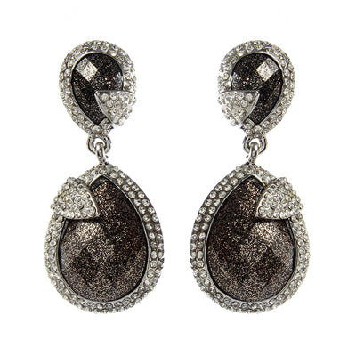 AMRITA NEW YORK Pave Riverside Two-Tone Earring Gunmetal/Silver