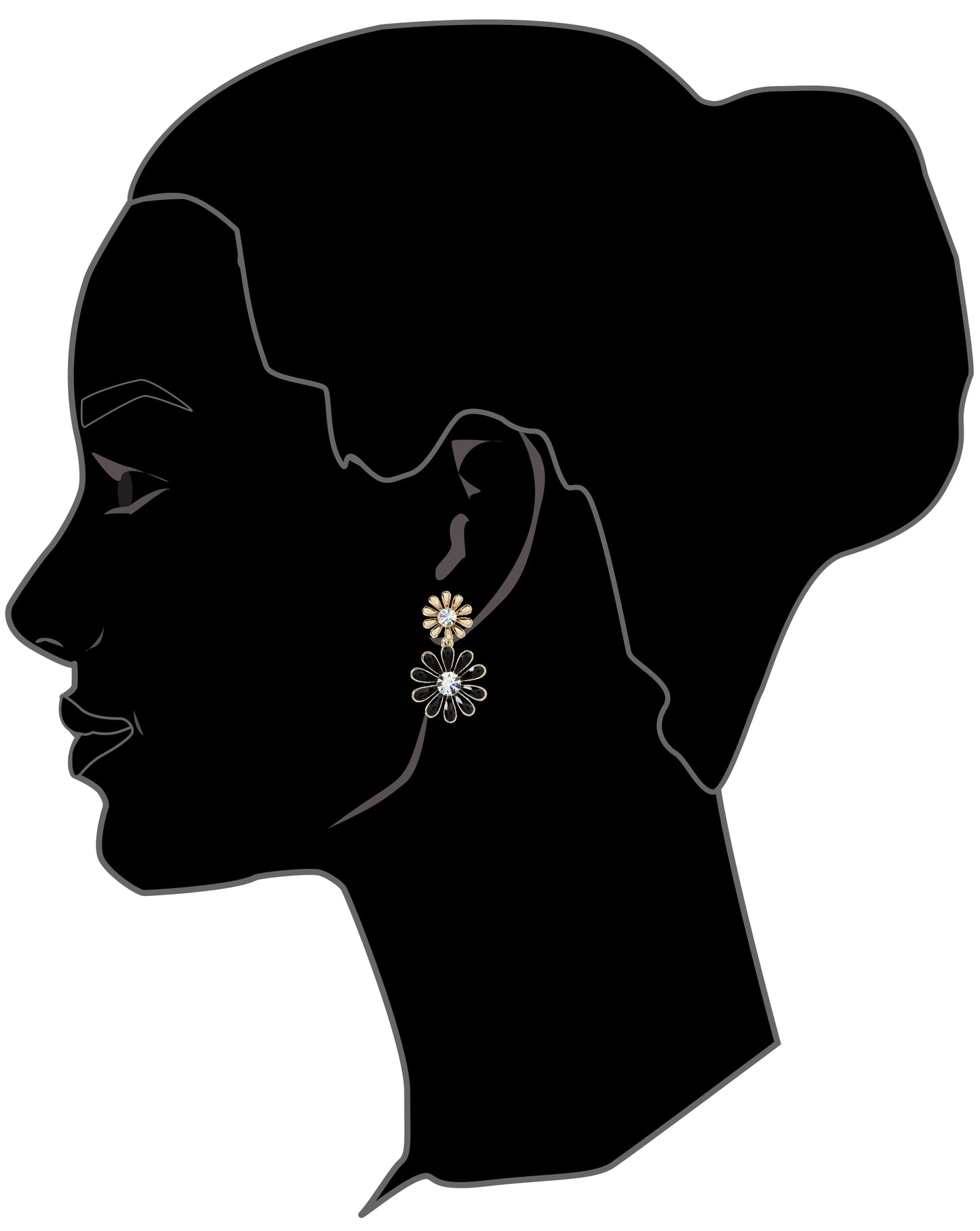 AMRITA NEW YORK Fleur Two Tier Earring Black