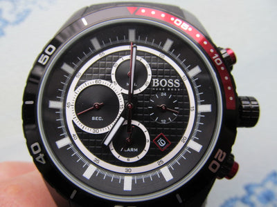 HUGO BOSS Men's Black Rubber Chronograph Racer Watch1512661