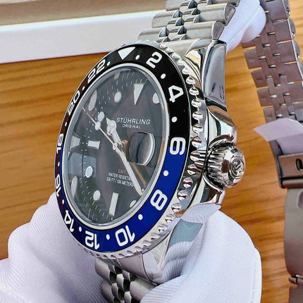STUHRLING ORIGINAL Meridian GMT Diver 44mm 100m Jubilee Batman Watch
